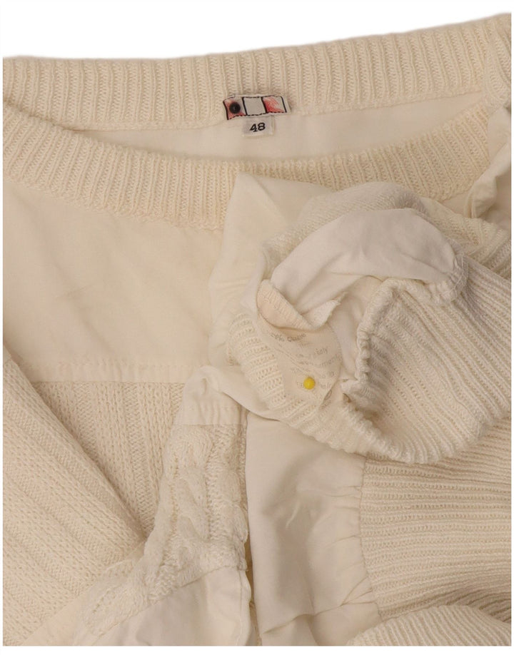 Vintage Mens Boat Neck Jumper Sweater IT 48 Medium Off White Cotton