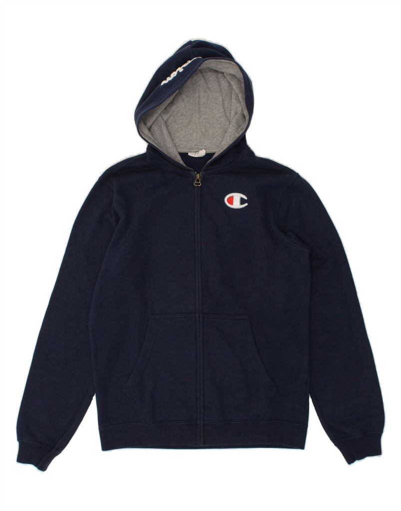 CHAMPION Boys Graphic Zip Hoodie Sweater 13-14 Years Navy Blue Cotton | Vintage Champion | Thrift | Second-Hand Champion | Used Clothing | Messina Hembry 