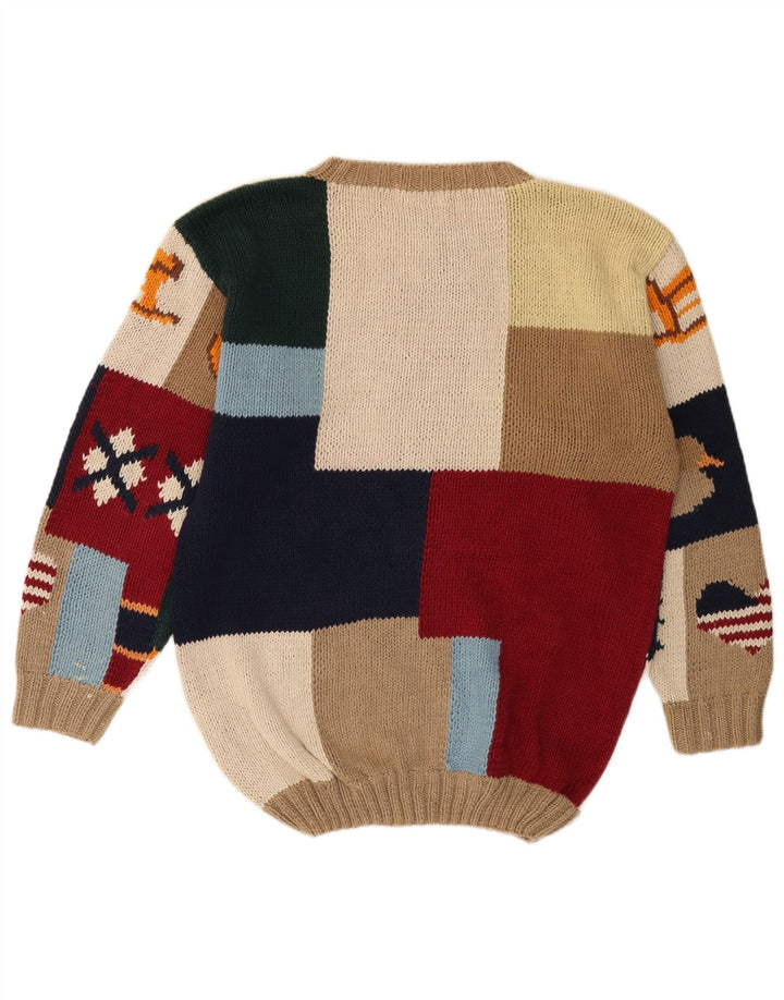 Elegance Mens Crew Neck Jumper Sweater Medium Multicoloured Novelty