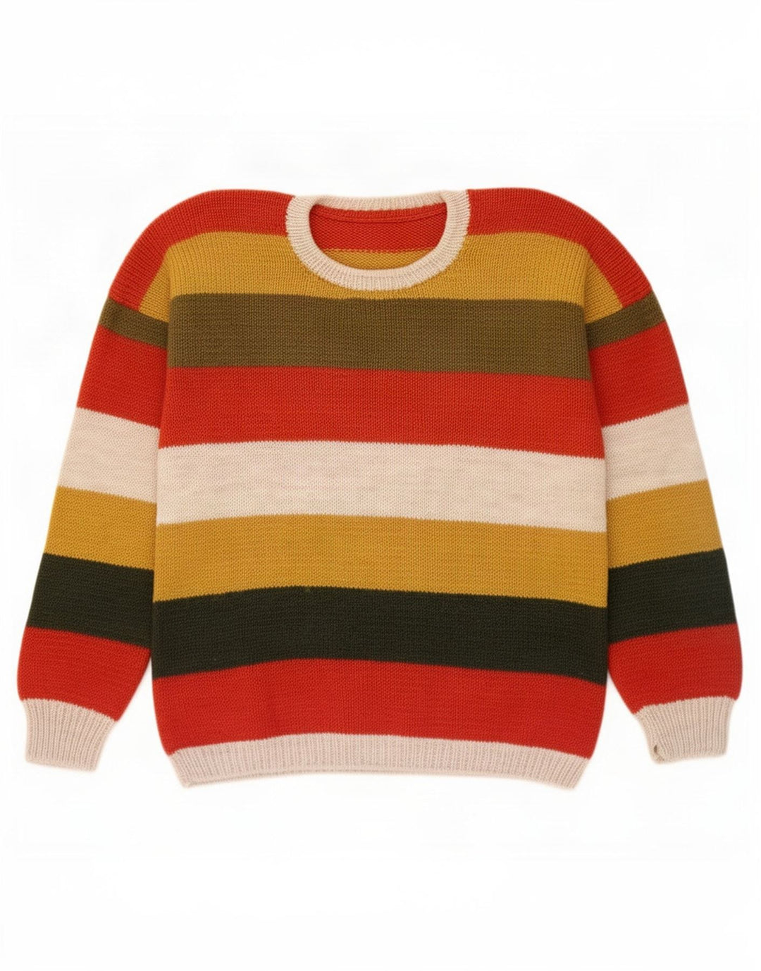 Vintage Mens Crew Neck Jumper Sweater Large Multicoloured Striped