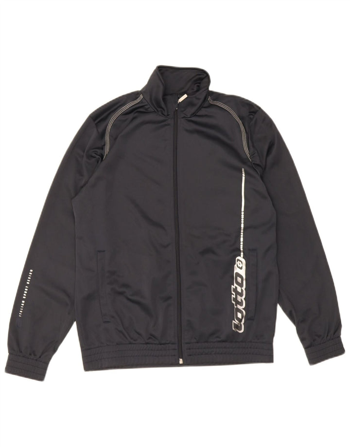 Lotto Boys Graphic Tracksuit Top Jacket 13-14 Years Large Black Polyester