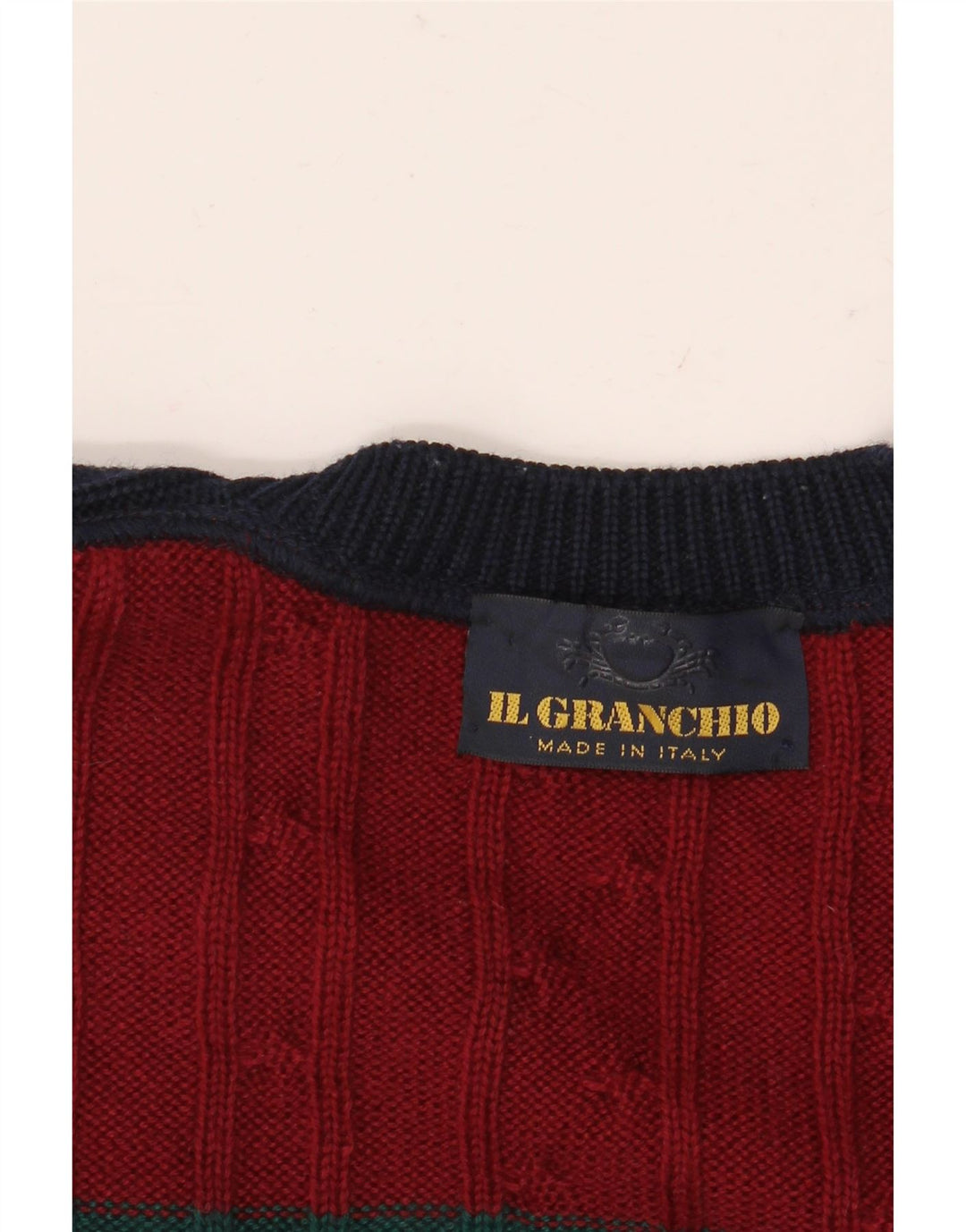 IL GRANCHIO Mens V-Neck Jumper Sweater XL Multicoloured Colourblock