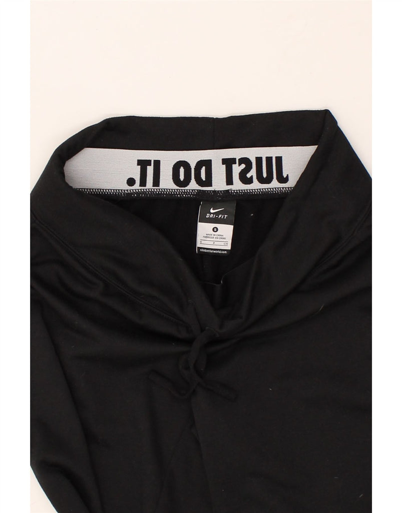 NIKE Womens Dri Fit Capri Tracksuit Trousers UK 10 Small Black Polyester | Vintage Nike | Thrift | Second-Hand Nike | Used Clothing | Messina Hembry 