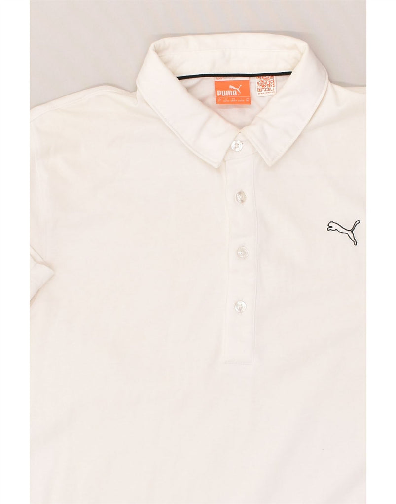 PUMA Mens Polo Shirt Medium White Cotton | Vintage Puma | Thrift | Second-Hand Puma | Used Clothing | Messina Hembry 