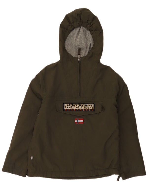 Napapijri Boys Geographic Graphic Hooded Anorak Jacket 9-10 Years Khaki