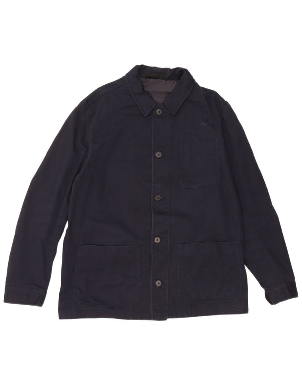 Massimo Dutti Mens Utility Jacket UK 40 Large Navy Blue Cotton