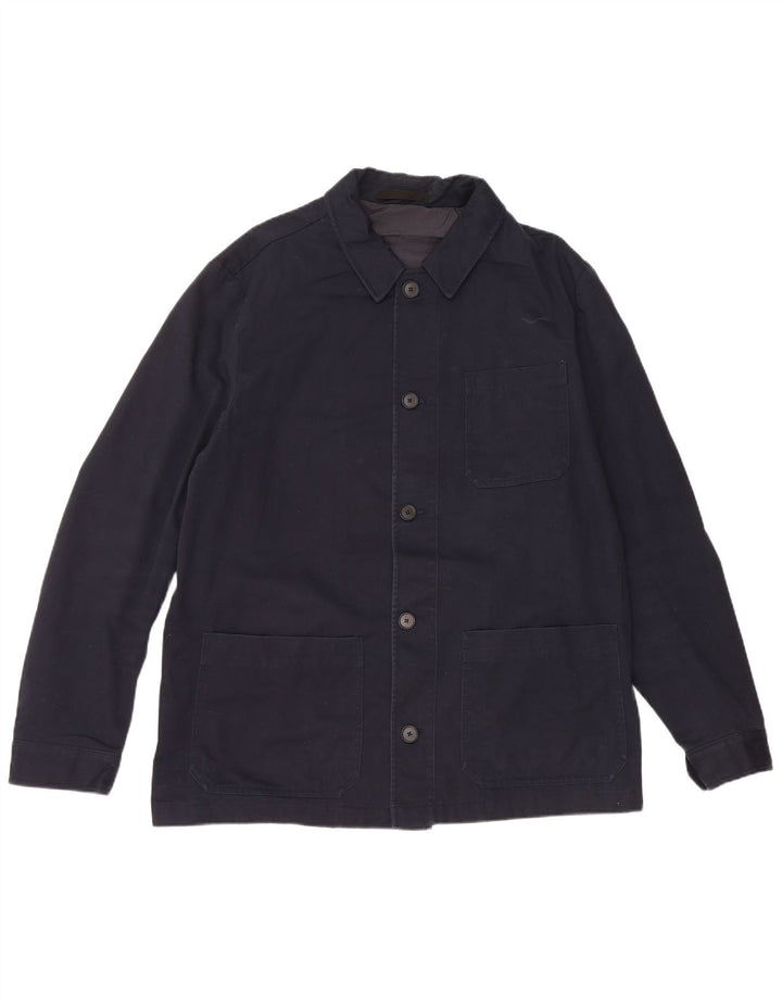 Massimo Dutti Mens Utility Jacket UK 40 Large Navy Blue Cotton