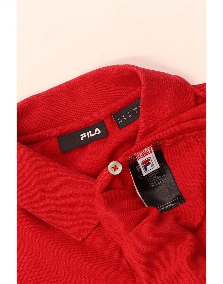 Fila Mens Long Sleeve Polo Shirt Small Red Cotton