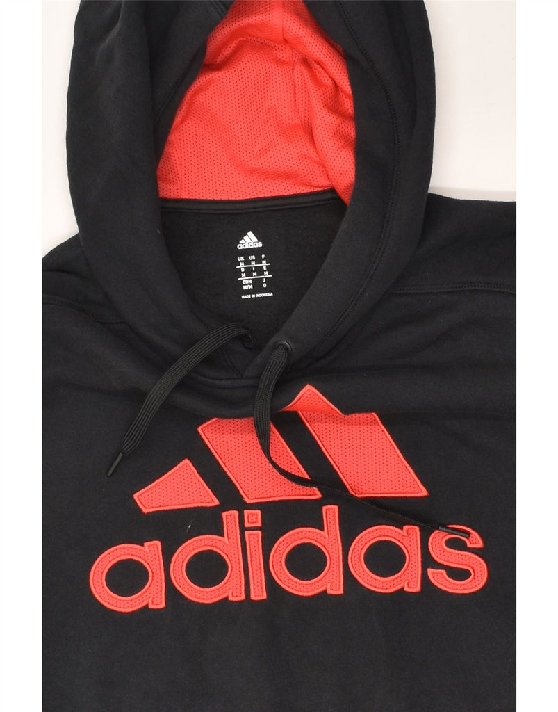 ADIDAS Mens Graphic Hoodie Jumper Medium Black Cotton | Vintage Adidas | Thrift | Second-Hand Adidas | Used Clothing | Messina Hembry 