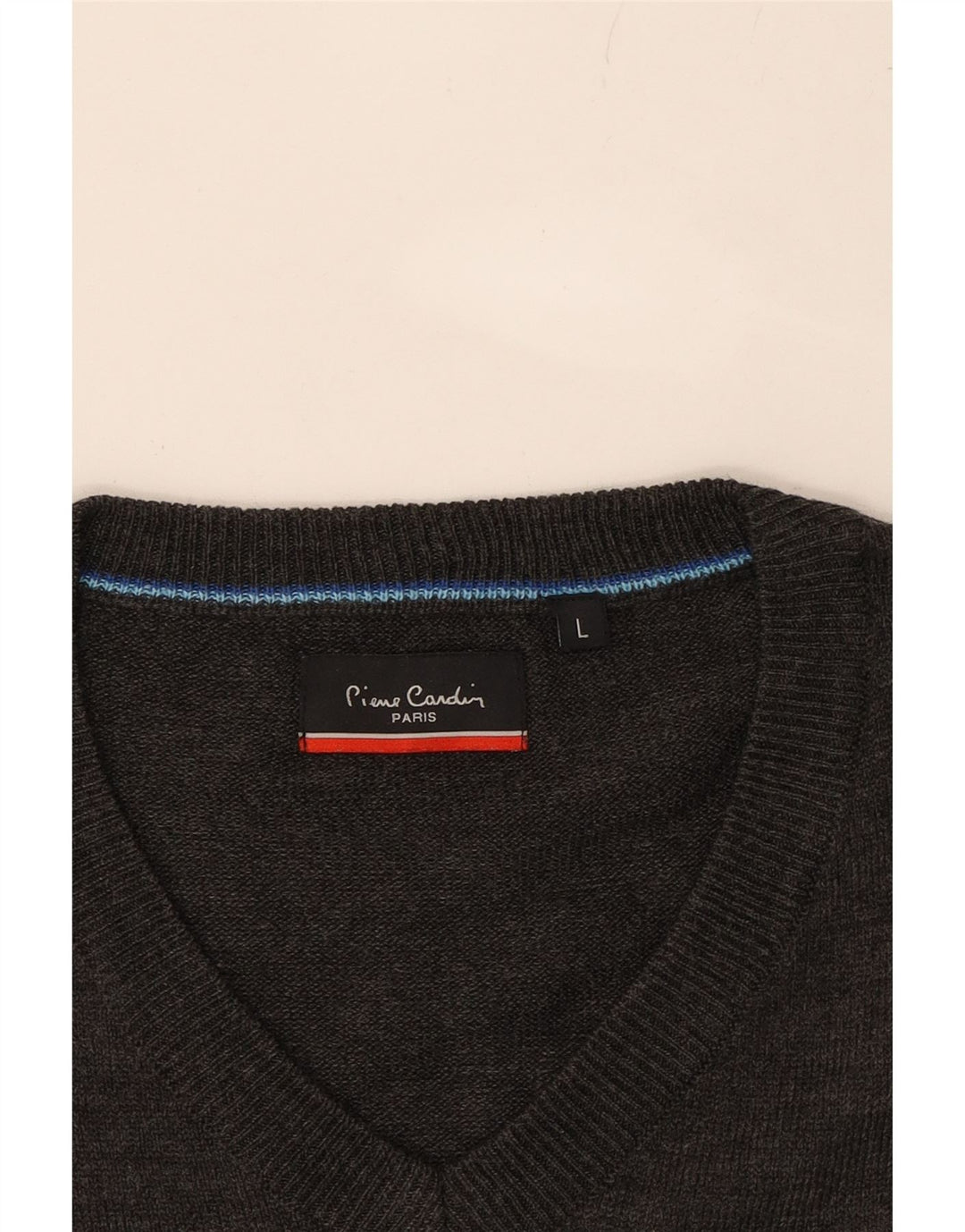 PIERRE CARDIN Mens V-Neck Jumper Sweater Large Grey Acrylic Vintage Pierre Cardin and Second-Hand Pierre Cardin from Messina Hembry 