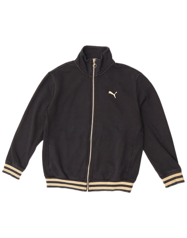 Puma Womens Tracksuit Top Jacket UK 14 Medium Black Cotton