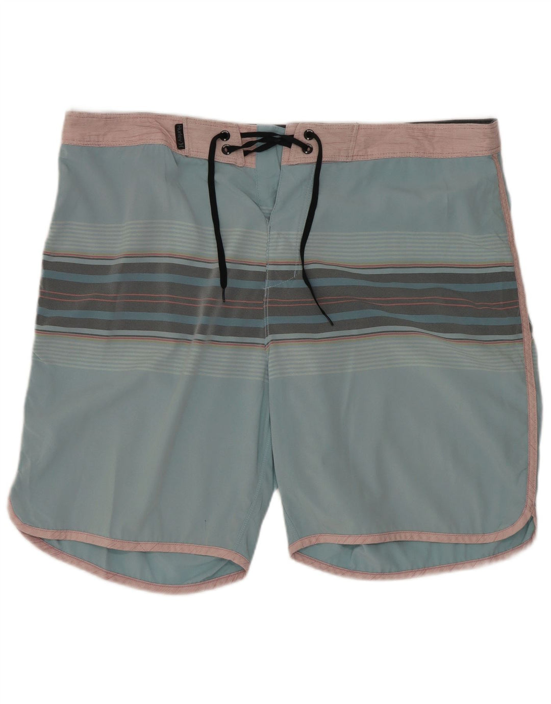 Hurley Mens Swimming Shorts Large Blue Striped Polyester