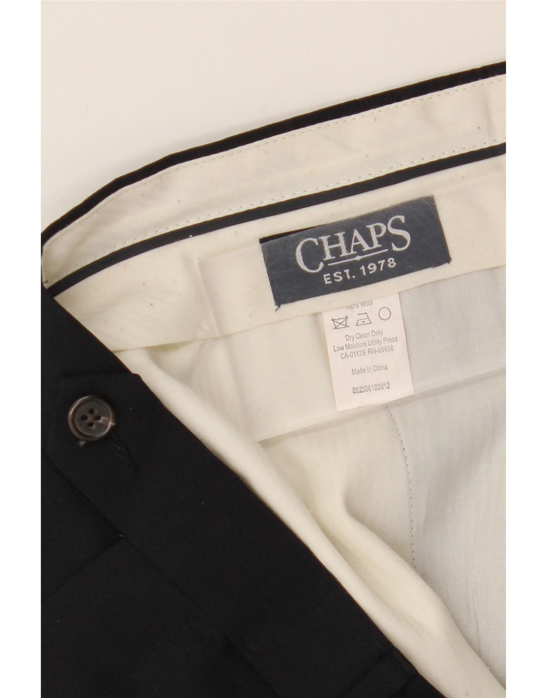 CHAPS Mens Pegged Suit Trousers W42 L31 Navy Blue Wool Vintage Chaps and Second-Hand Chaps from Messina Hembry 