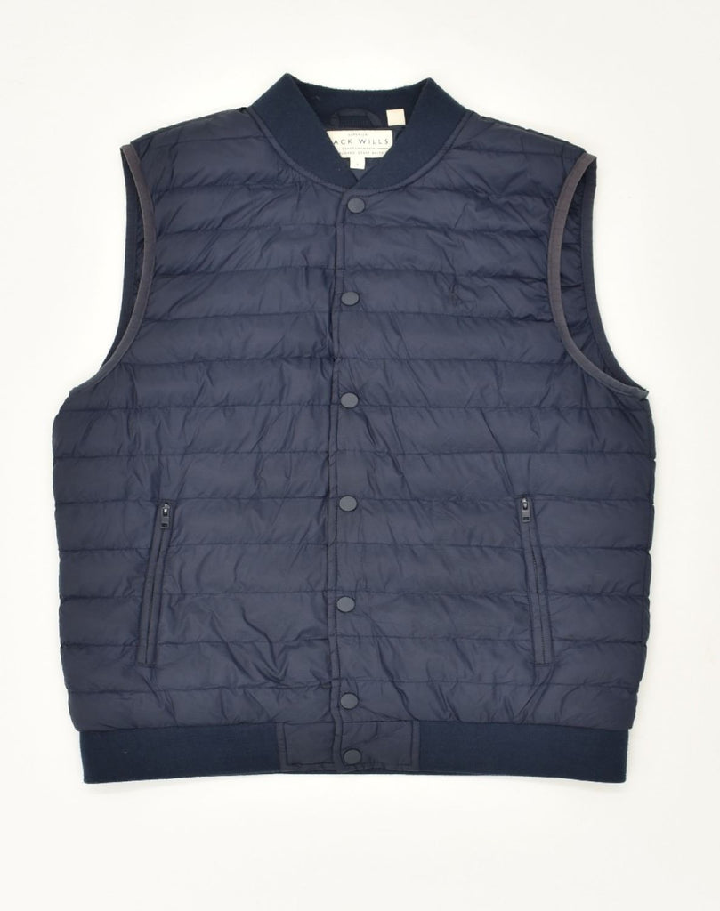 JACK WILLS Mens Superior Padded Gilet UK 36 Small Navy Blue Polyester | Vintage Jack Wills | Thrift | Second-Hand Jack Wills | Used Clothing | Messina Hembry 