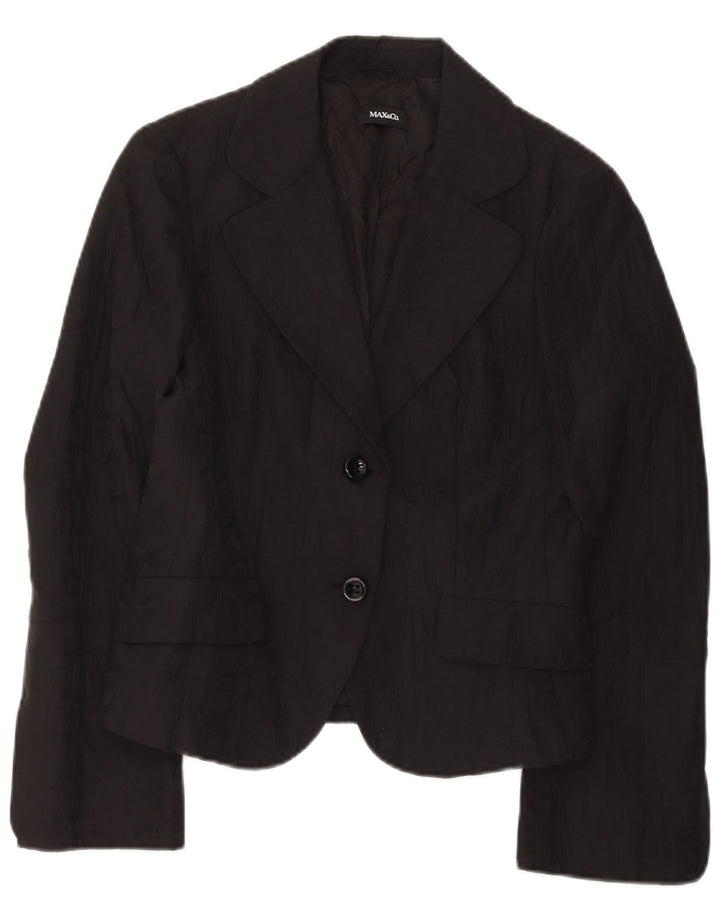 Max & Co. Womens 2 Button Blazer Jacket UK 14 Large Black Cotton