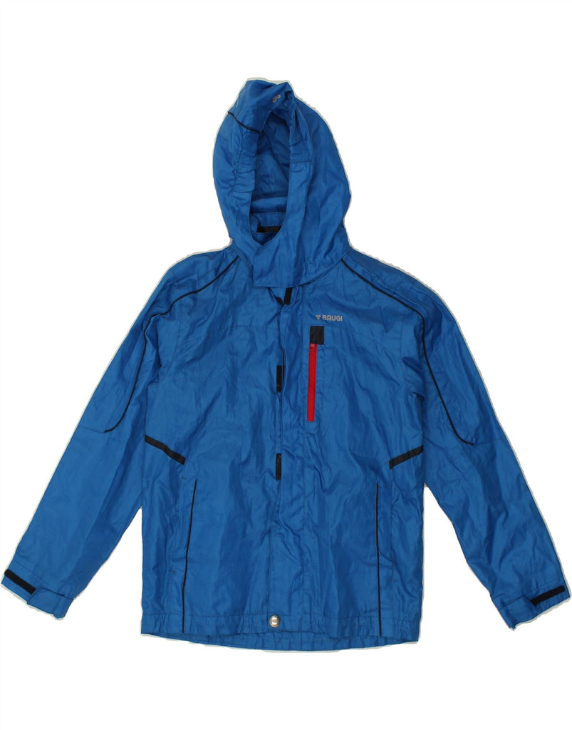 BRUGI Boys Hooded Rain Jacket 10-11 Years Blue Polyester Vintage Brugi and Second-Hand Brugi from Messina Hembry 