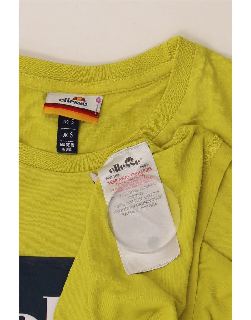 ELLESSE Mens Graphic T-Shirt Top Small Yellow Cotton Vintage Ellesse and Second-Hand Ellesse from Messina Hembry 