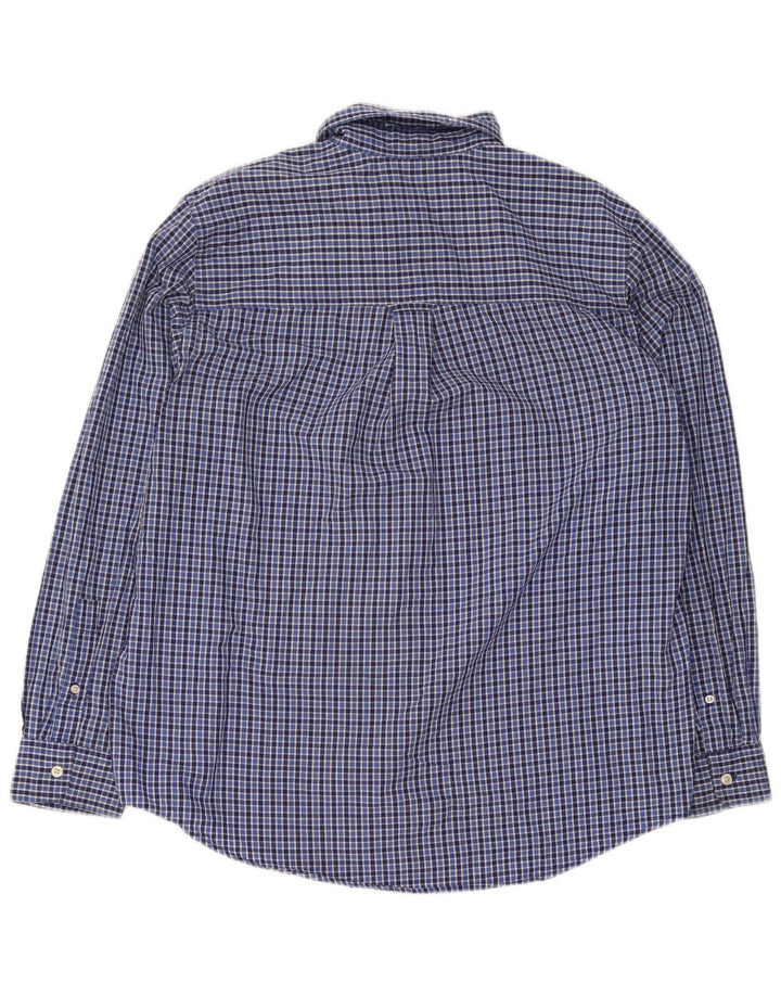Chaps Mens Easy Care Shirt Large Blue Check Cotton