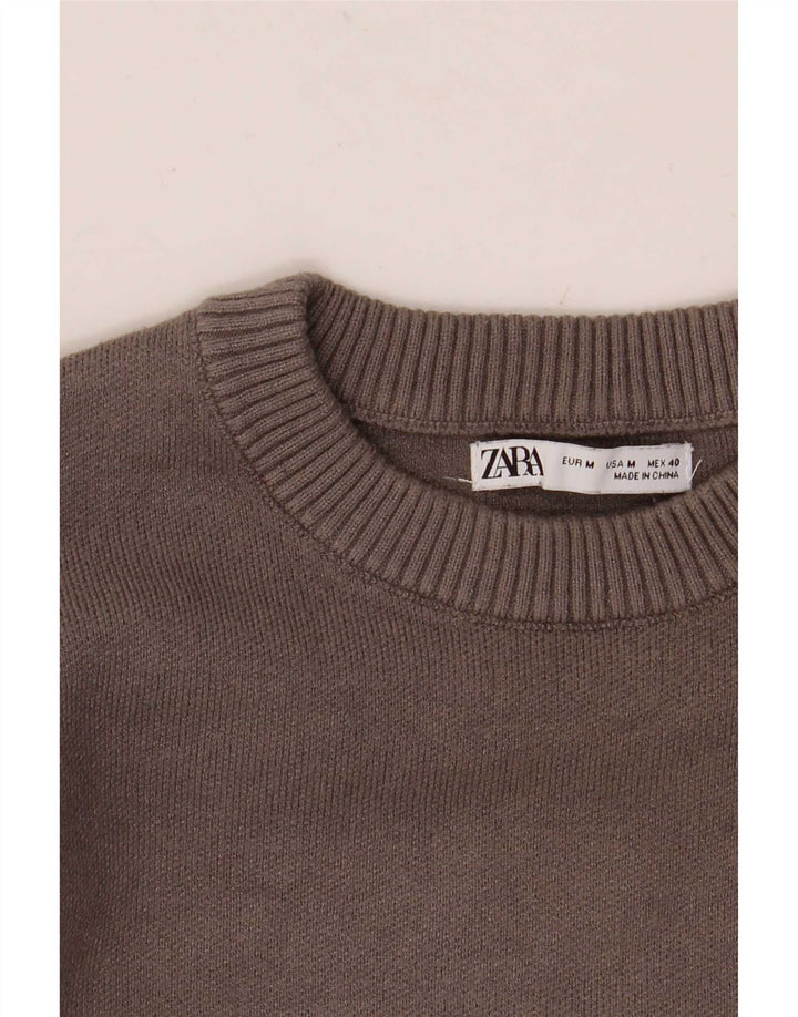 Zara Mens Crew Neck Jumper Sweater Medium Grey