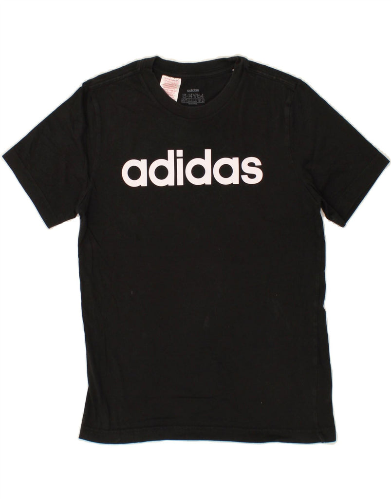 ADIDAS Boys Graphic T-Shirt Top 13-14 Years Black Cotton Vintage Adidas and Second-Hand Adidas from Messina Hembry 