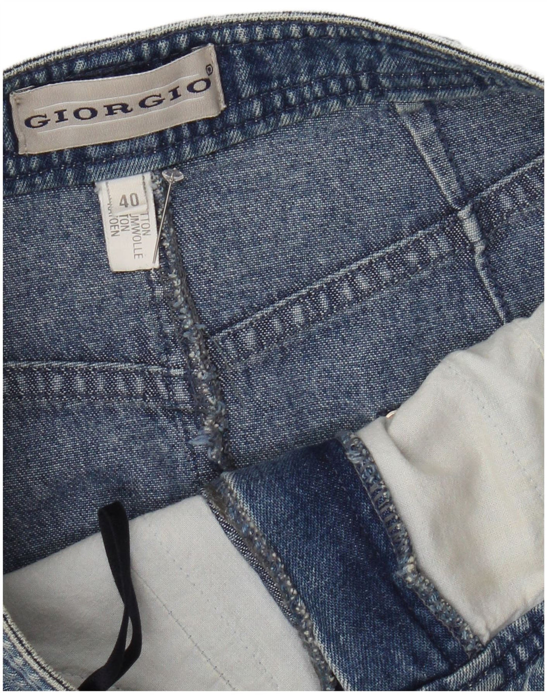 Vintage Womens Denim Skirt EU 40 Medium W28 Blue Cotton