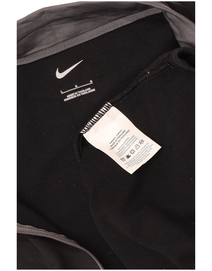 NIKE Mens Zip Neck Pullover Tracksuit Top Large Black Polyester