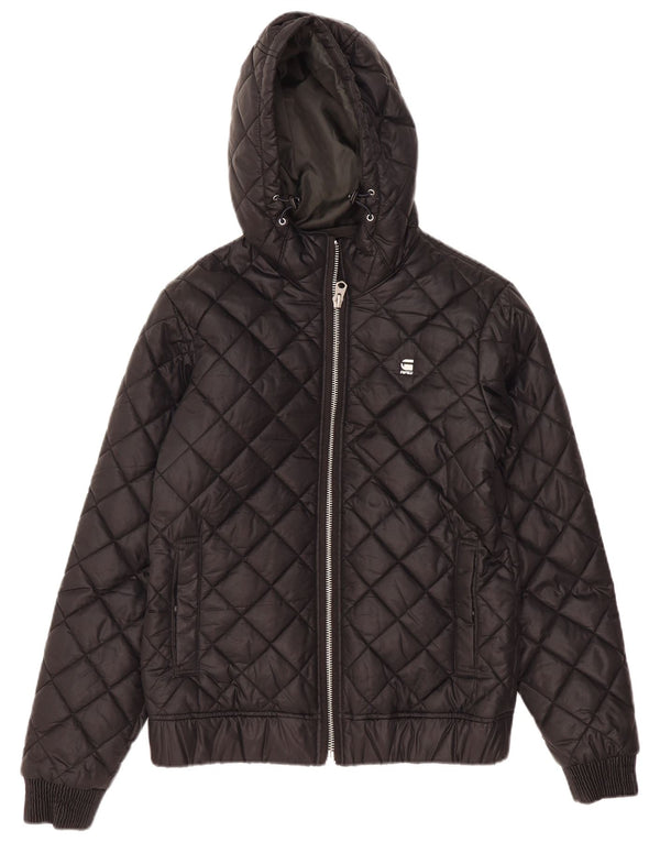 G-Star Mens Hooded Quilted Jacket UK 36 Small Black