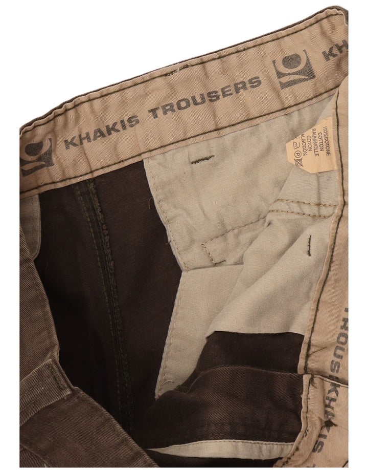 Vintage Mens Straight Cargo Trousers W34 L30 Khaki Cotton