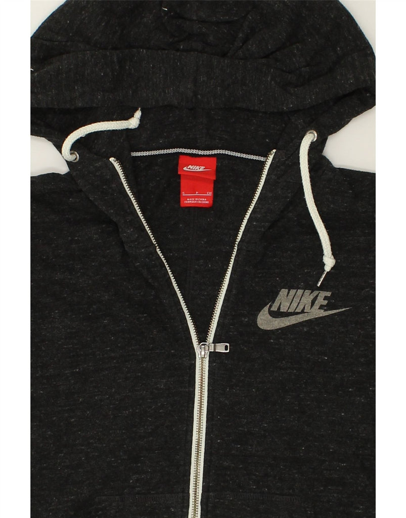 NIKE Womens Zip Hoodie Sweater UK 10 Small Grey Flecked Cotton | Vintage Nike | Thrift | Second-Hand Nike | Used Clothing | Messina Hembry 