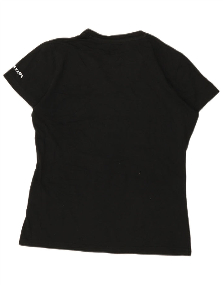 Kappa Womens T-Shirt Top UK 12 Medium Black Cotton