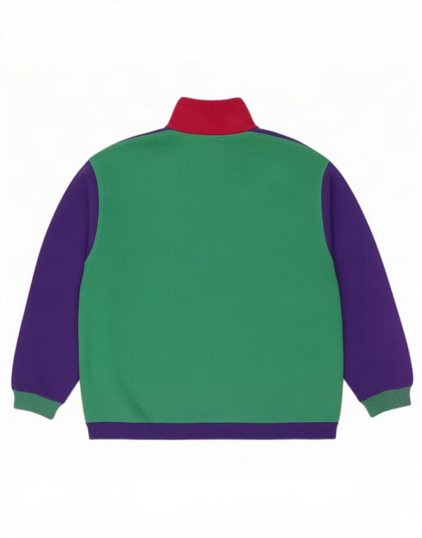 Gymnasium Mens Zip Neck Fleece Jumper Medium Green Colourblock Polyester