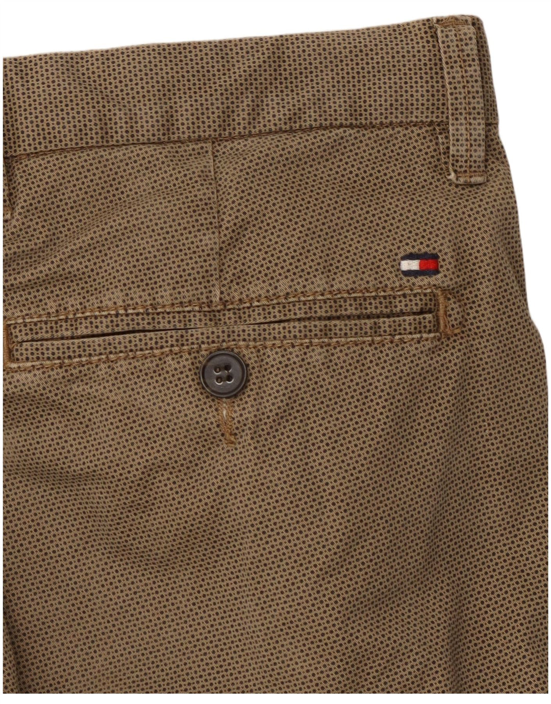 TOMMY HILFIGER Mens Straight Chino Trousers W34 L29 Brown Spotted Cotton