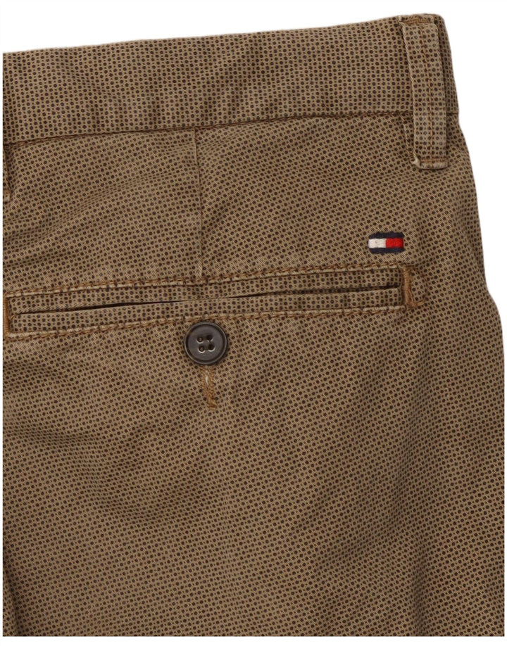 TOMMY HILFIGER Mens Straight Chino Trousers W34 L29 Brown Spotted Cotton