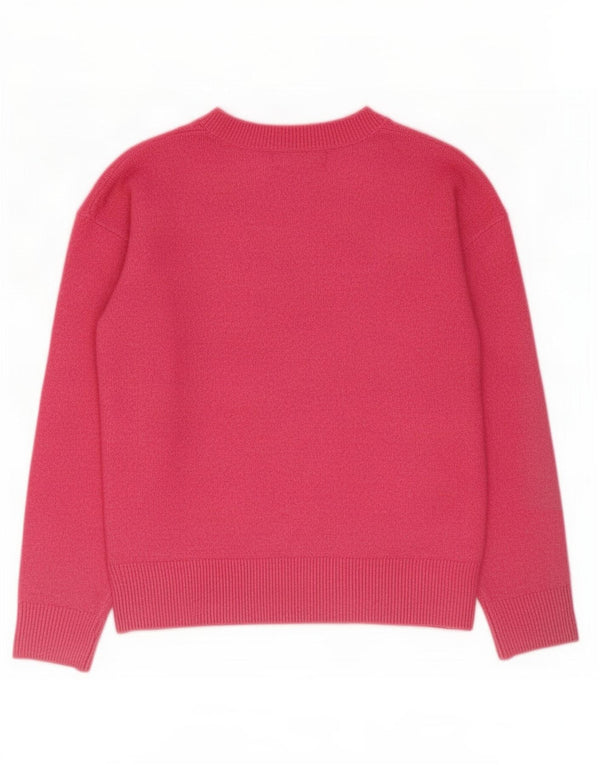 Marks & Spencer Womens V-Neck Jumper Sweater UK 10 Small Pink Polyester