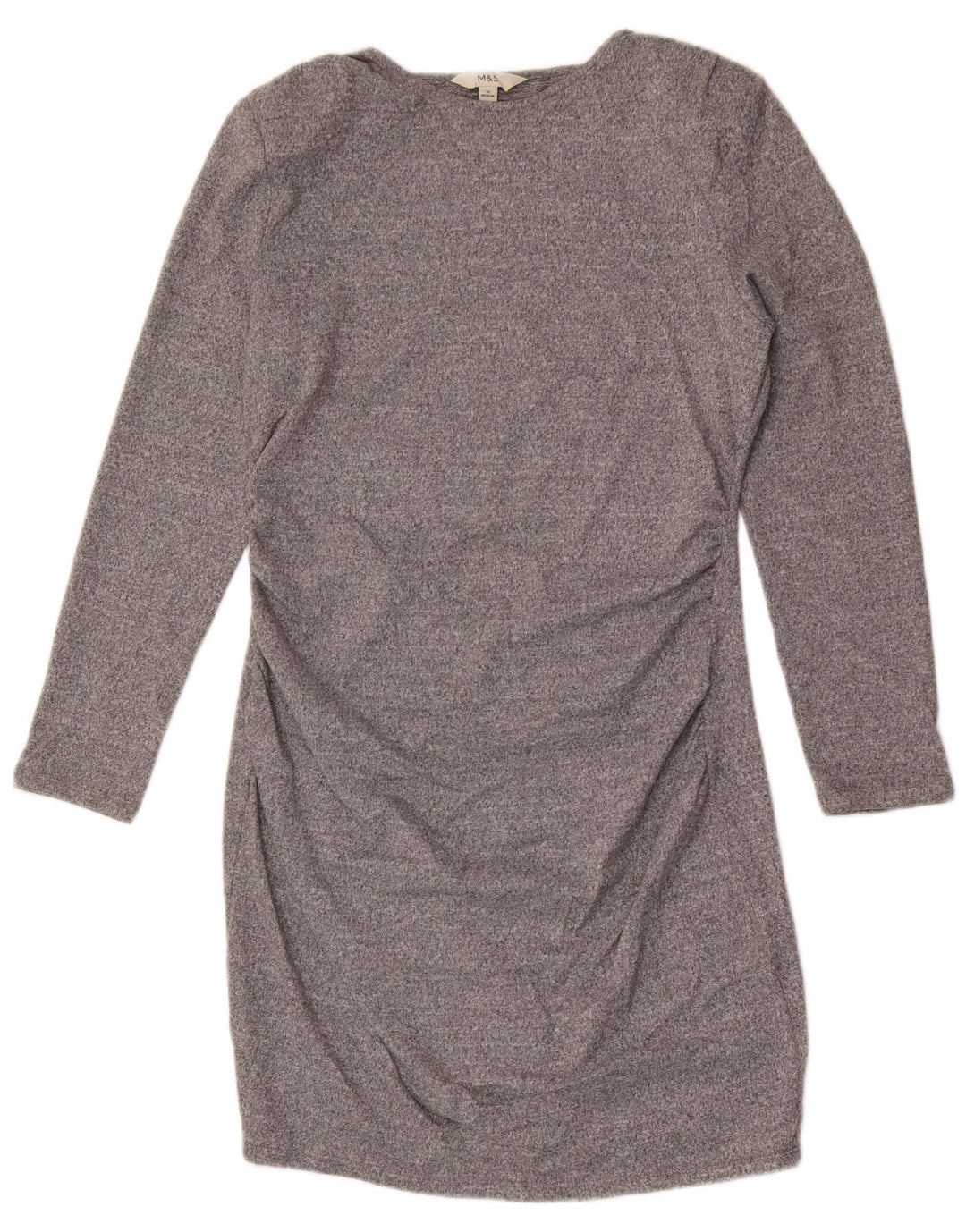 Marks & Spencer Womens Long Sleeve Sheath Dress UK 14 Medium Grey Flecked