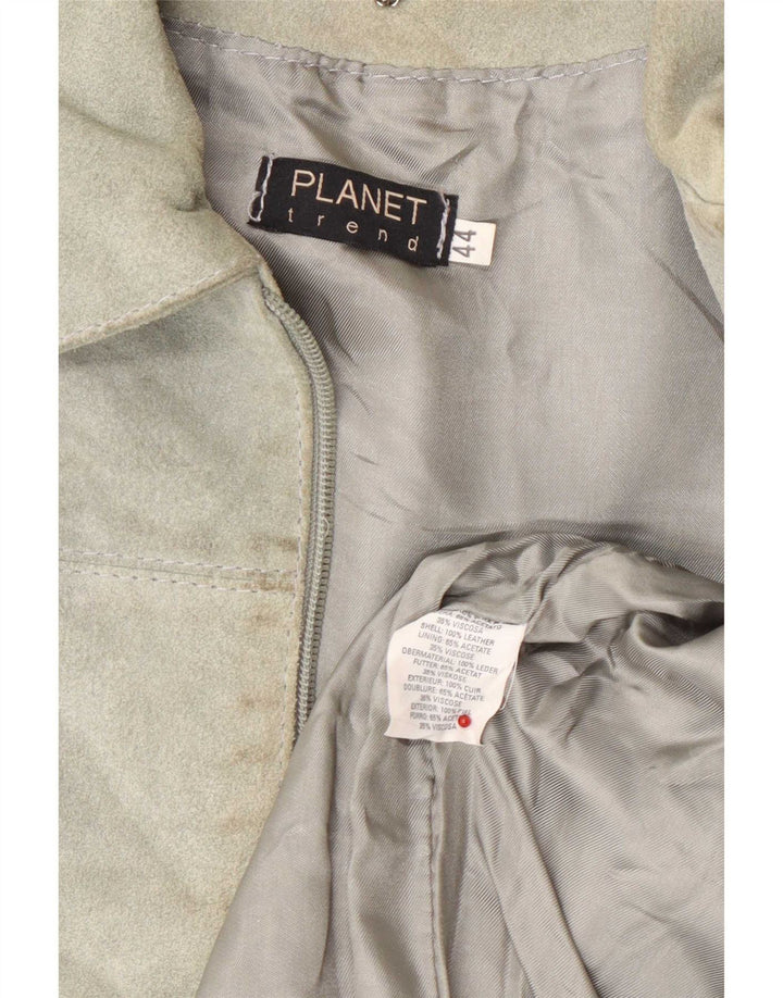 Planet Womens Suede Jacket IT 44 Medium Green Leather