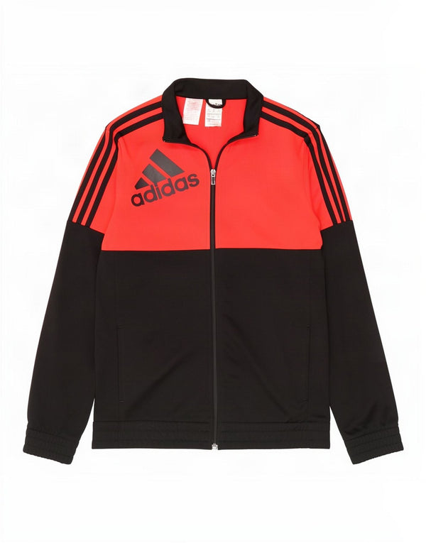 Adidas Boys Graphic Tracksuit Top Jacket 15-16 Years Red Colourblock