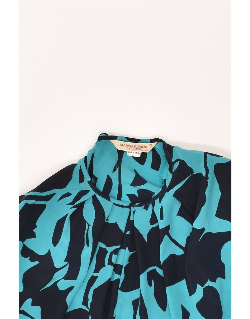 MARINA RINALDI Womens Abstract Pattern Blouse Top Size 23 Medium Blue Silk | Vintage Marina Rinaldi | Thrift | Second-Hand Marina Rinaldi | Used Clothing | Messina Hembry 