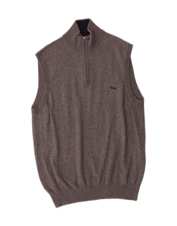 HARMONT & BLAINE Mens Zip Neck Vest Tank Top Large Grey Cotton Vintage Harmont & Blaine and Second-Hand Harmont & Blaine from Messina Hembry 