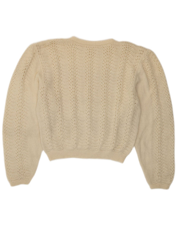 Vintage Womens Crew Neck Jumper Sweater UK 16 Large Off White