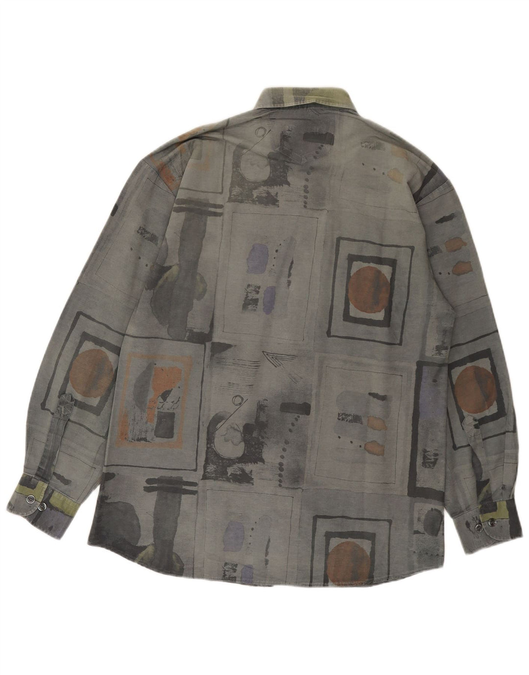Jean chatel Mens Shirt Medium Grey Patchwork