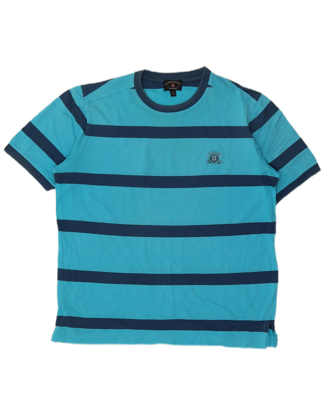 AMERIGO VESPUCCI Mens T-Shirt Top Medium Blue Striped