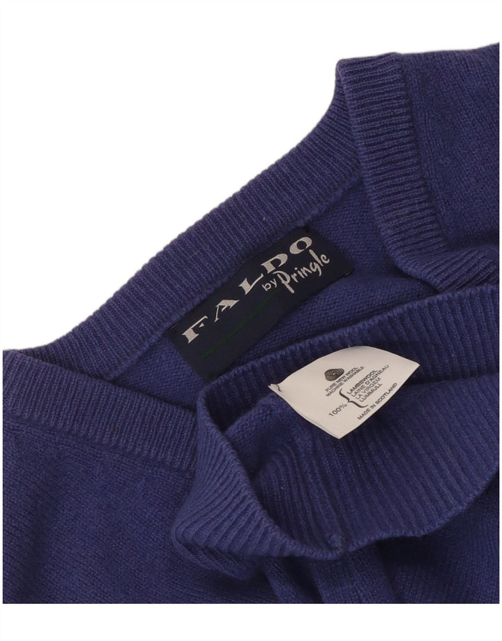 Pringle Mens V-Neck Jumper Sweater Medium Blue Wool