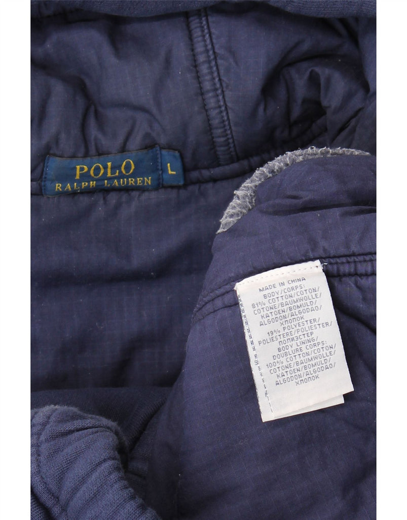 POLO RALPH LAUREN Mens Hooded Padded Jacket UK 40 Large Navy Blue Cotton Vintage Polo Ralph Lauren and Second-Hand Polo Ralph Lauren from Messina Hembry 