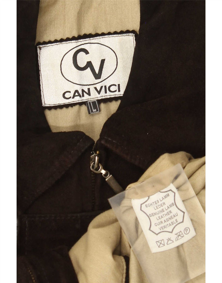 Vintage Mens Suede Bomber Jacket UK 40 Large Brown Leather