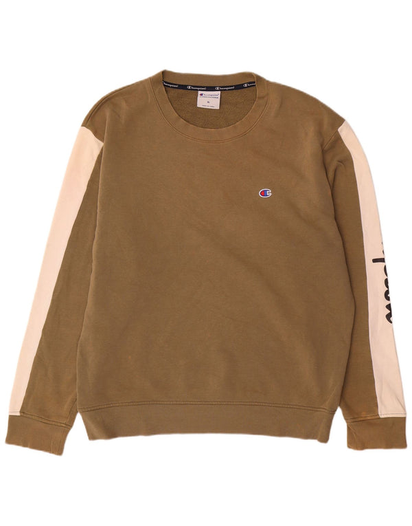Champion Mens Graphic Regular Fit Sweatshirt Jumper XL Brown Colourblock