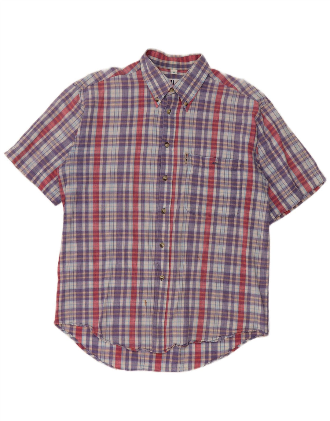 Fila Mens Short Sleeve Shirt Medium Multicoloured Check Cotton