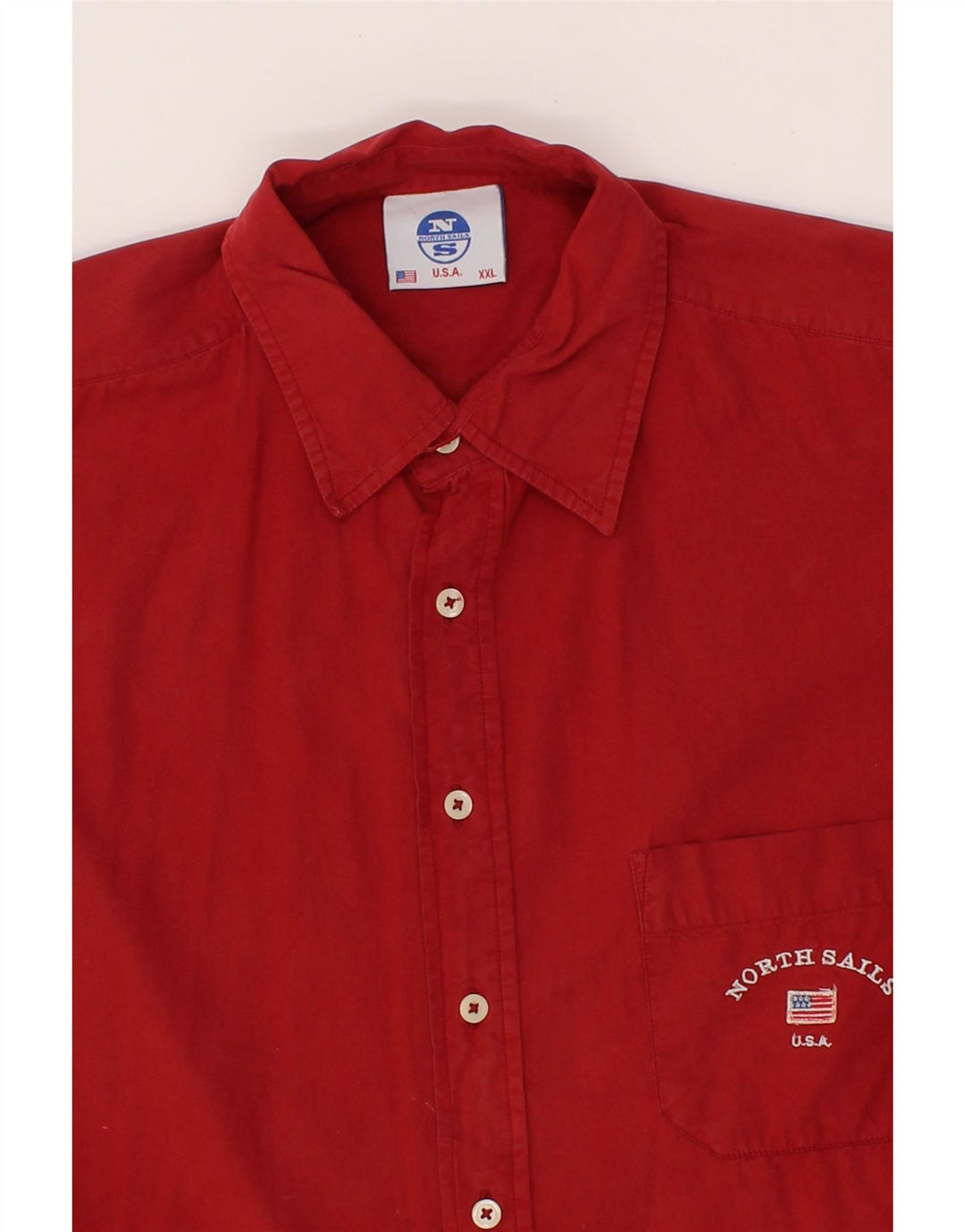 NORTH SAILS Mens Short Sleeve Shirt 2XL Red Vintage North Sails and Second-Hand North Sails from Messina Hembry 