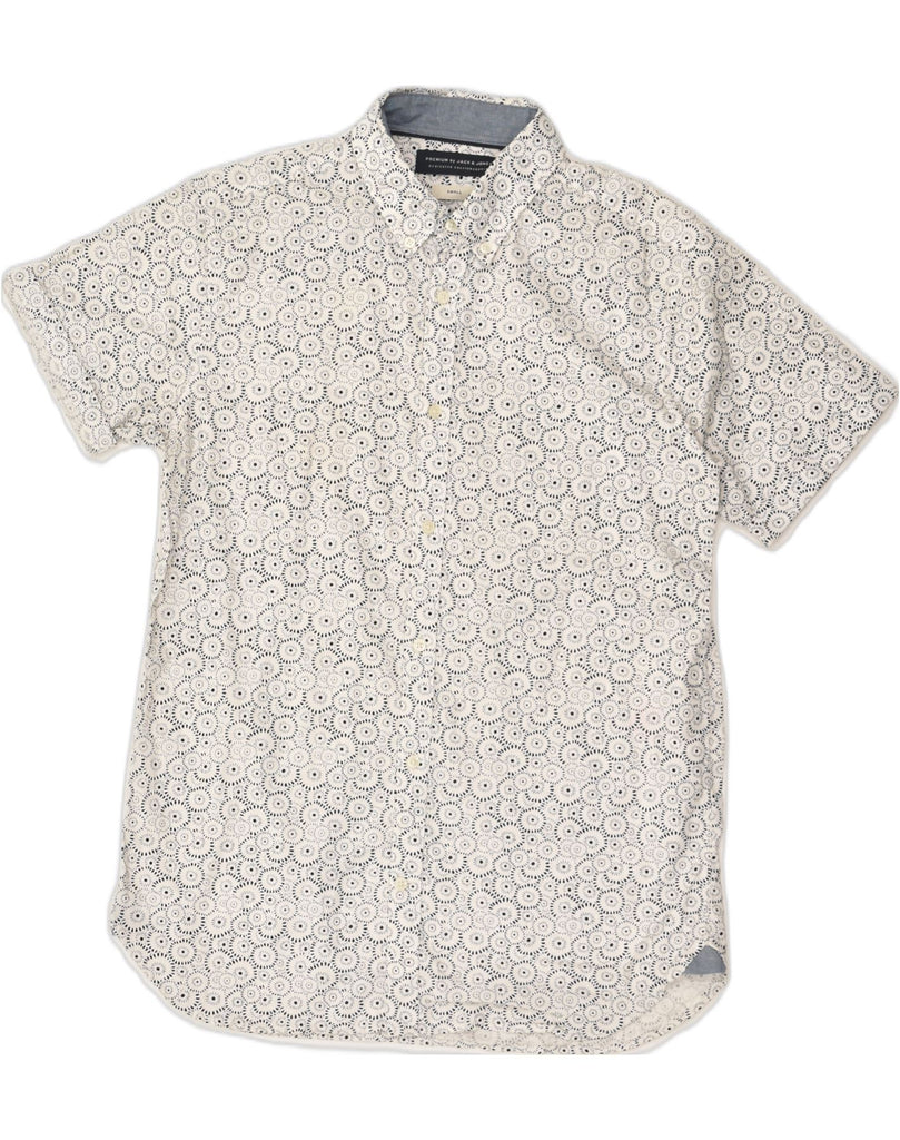 JACK & JONES Mens Short Sleeve Shirt Small White Floral Cotton | Vintage Jack & Jones | Thrift | Second-Hand Jack & Jones | Used Clothing | Messina Hembry 