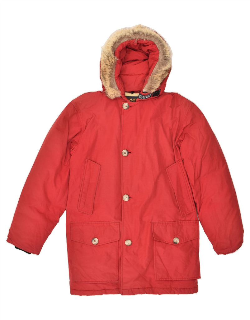 WOOLRICH Mens Hooded Padded Coat UK 34 XS Red Cotton | Vintage Woolrich | Thrift | Second-Hand Woolrich | Used Clothing | Messina Hembry 